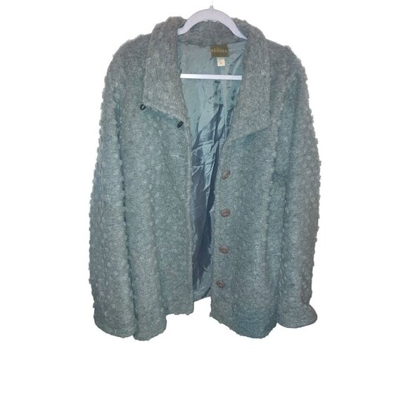 MARALYCE FERREE Vintage Button Up Coat Gray Swiss Dot Size Large Made in USA - Picture 8 of 8